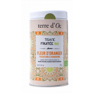 Tisane BIO Fleur d’Oranger, Passiflore & Mandarine - Bte métal vrac 70g