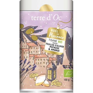 NOËL EN PROVENCE Tisane BIO Feuilles d’Olivier, Pistache & Amande Boîte 60g